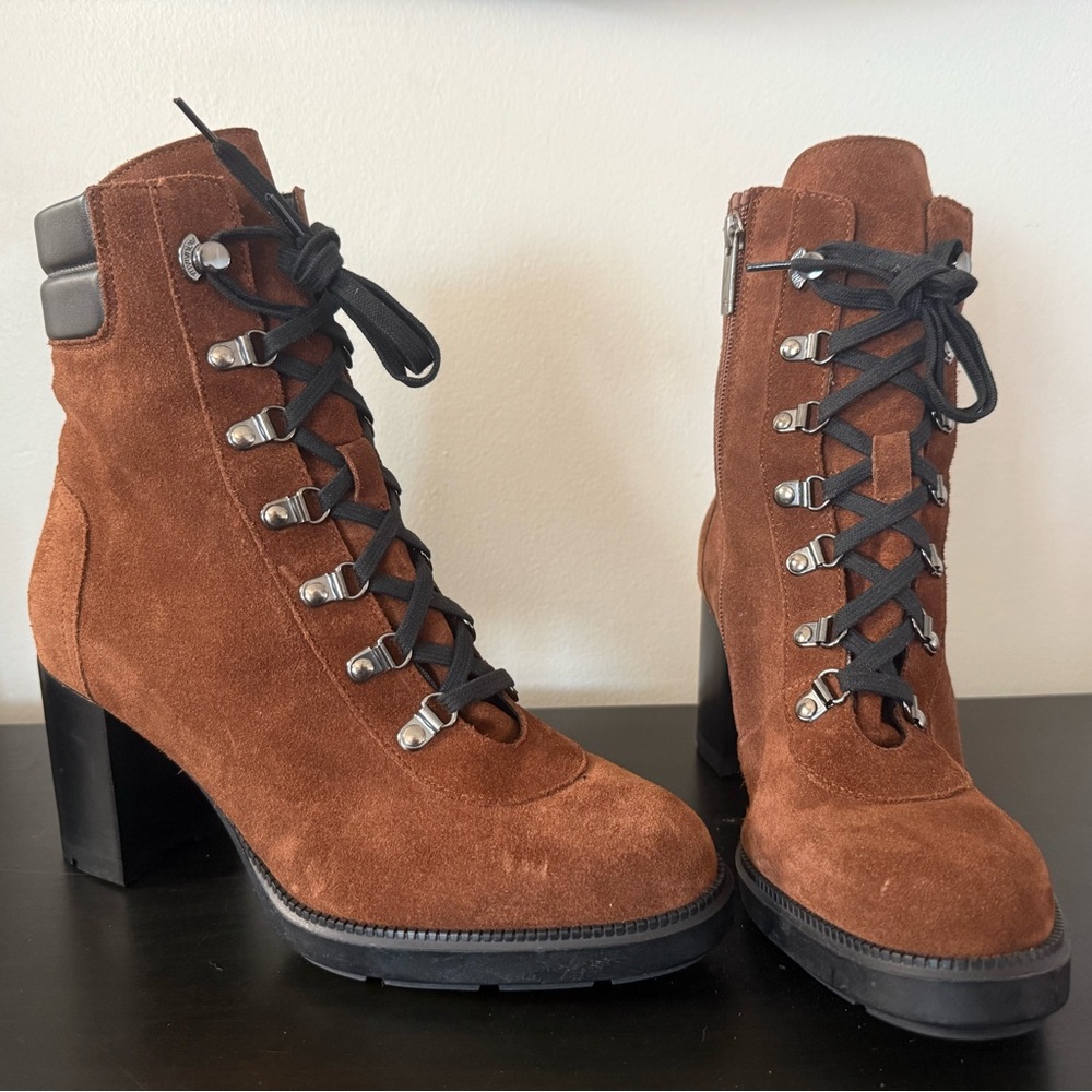 Aquatalia Iriana Women’s Size 10 Brown Suede Booties Made in Italy NWOT